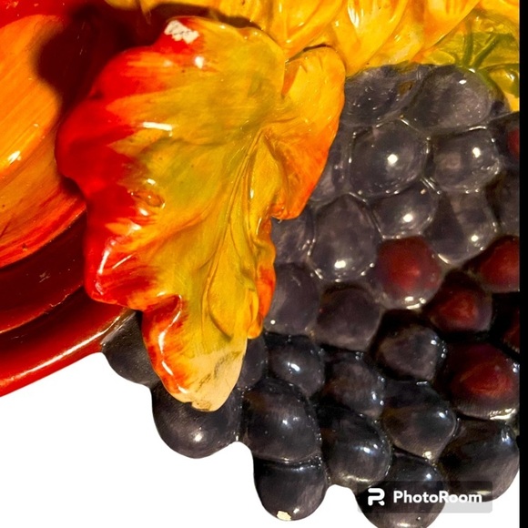 Mid Century Italian Majolica Fruit & Vegetable Design Hors D’oeuvres Platter - Picture 4 of 6